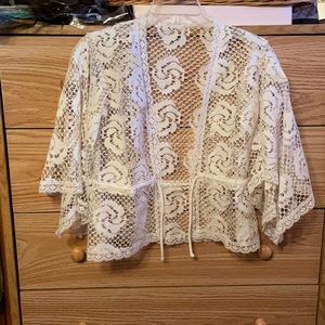 Beige Lace Top Sz S/M